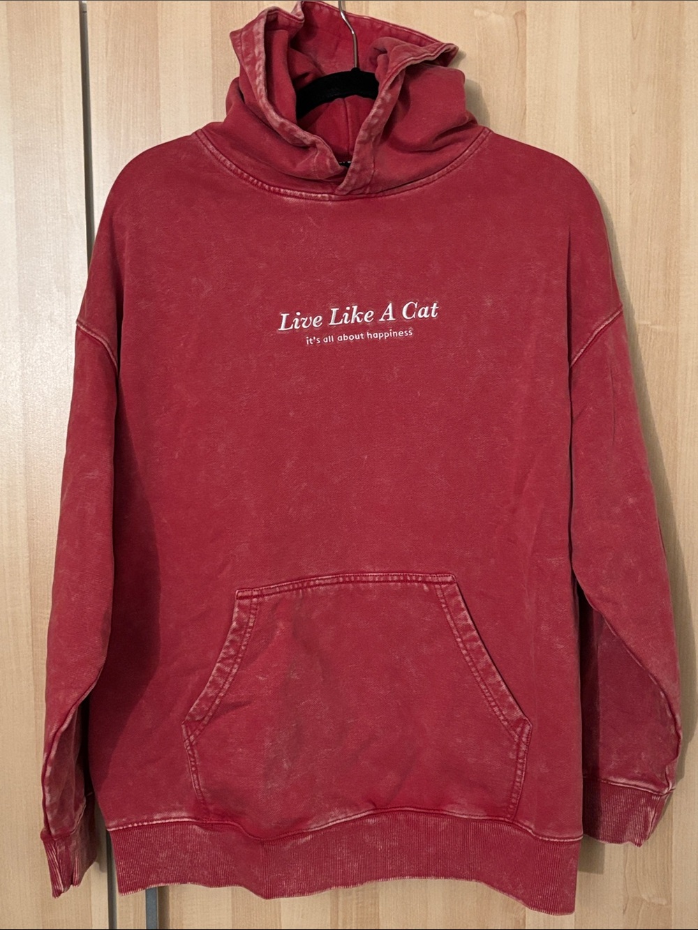 Tory Black Live Like A Cat Oversized Unisex Red Pullover Hoodie